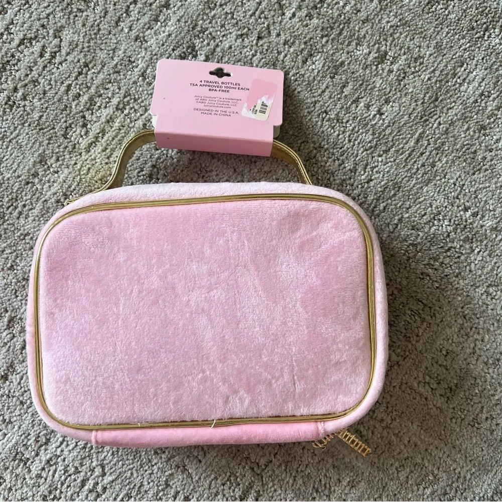NWT Juicy Couture Travel Set Clear Cosmetic Bag And 4 Bottles TSA approved Y2K